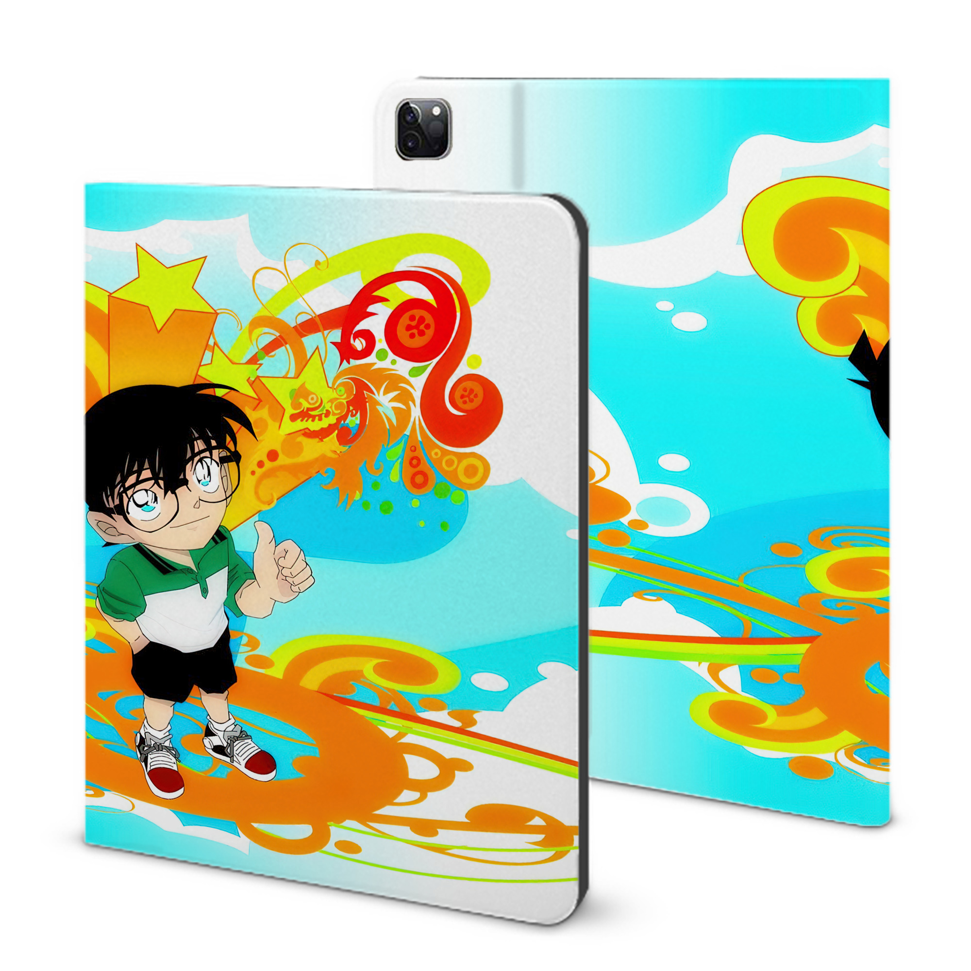 （画像用） 名探偵コナン Detective Conan IPad ケース ブック型 PUレザー TPU 耐衝撃 軽量 薄型 ペン収納なし 全面保護 IPad 各モデル対応